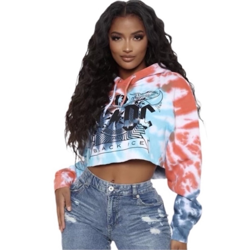 ACDC Tie Dye Cropped Hoodie